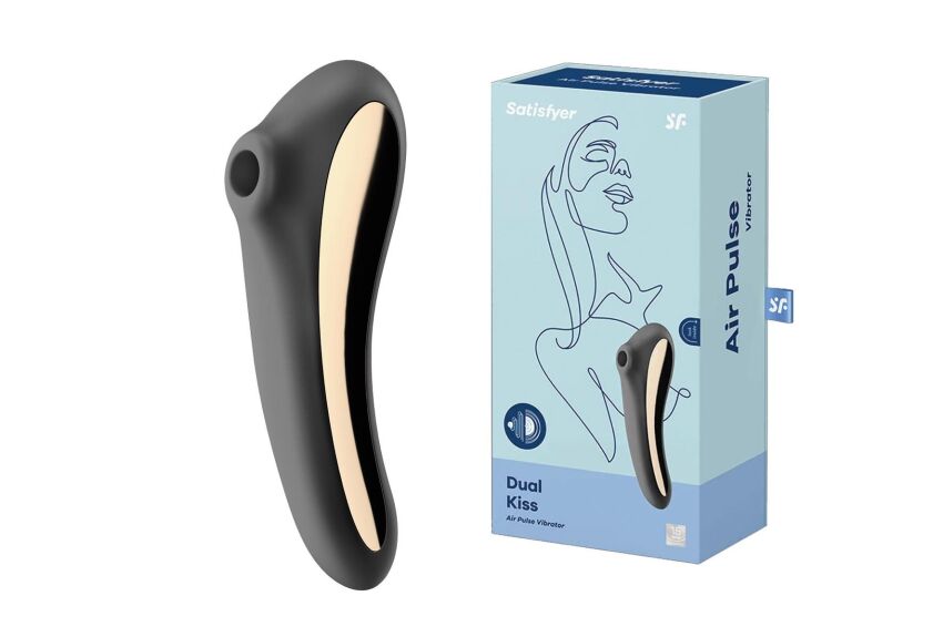 Stymulator łechtaczki z wibratorem Dual Kiss Black Satisfyer