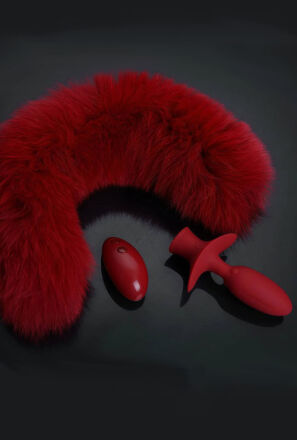 Korek analny Swinging&Vibrating Anal Plug With Fox Fur Tail Red Upko