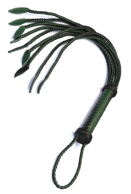 Pejcz Mossy Chic and Black Leather Cat O Nine Tails Whip Liebe Seele
