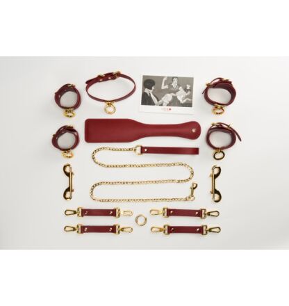 Zestaw Czerwonych Skórzanych Akcesoriów Upko Leather Kinky Tools Set Red UPKO
