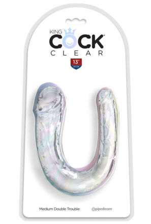 Podwójne dildo 34 cm Clear Medium Double Trouble King Cock