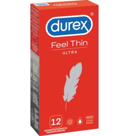 Ultracienkie Cieńkie Prezerwatywy Lateksowe Feel Thin Ultra 12 Szt. Durex