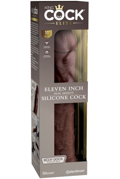 Dildo 28Cm King Cock Elite Dual Density Silicone Cock Brown Pipedream