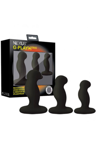Zestaw Trzech Różnych Masażerów Prostaty G-Play+ Trio S/M/L Black Nexus