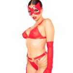 Maska na oczy High Gloss Cat Mask Red/Gold Kinky Diva - 6