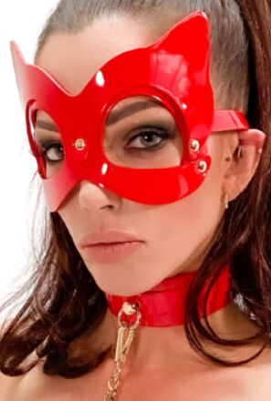 Maska na oczy High Gloss Cat Mask Red/Gold Kinky Diva