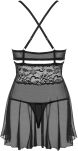 838-Bab-1 Babydoll Ze Stringami Czarny S/M Obsessive - 5