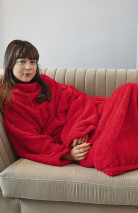 Koc z rękawami czerwony