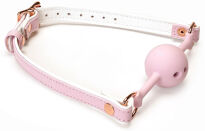Knebel White & Pink Fairy Goat Leather Ball Gag Liebe Seele - 2