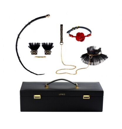 Zestaw Skórzanych Akcesoriów Do Bdsm W Walizeczce Zalo & Upko Luxurious & Romantic Bondage Play Kit UPKO
