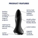 Wibrujący korek analny Vibrator Rotation Plug 1 Connect App Black - 6