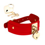 Kinky Diva obróżka z kłódką Heart Lock & Key Collar Burgundy/Gold - 5