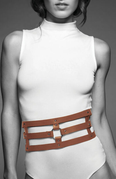 Paski podkreślające talię Bijoux Indiscrets Maze Wide Belt Brown