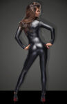 Kombinezon F162 Powerwetlook overall with leash XL Noir Handmade - 3