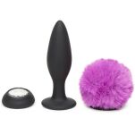 Wibrująca Zatyczka Z Ogonkiem I Kryształkiem Vibrating Butt Plug Black Medium Happy Rabbit - 2