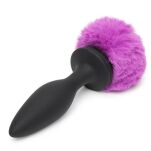 Wibrująca Zatyczka Z Ogonkiem I Kryształkiem Vibrating Butt Plug Black Medium Happy Rabbit - 3