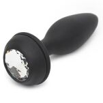 Wibrująca Zatyczka Z Ogonkiem I Kryształkiem Vibrating Butt Plug Black Medium Happy Rabbit - 4
