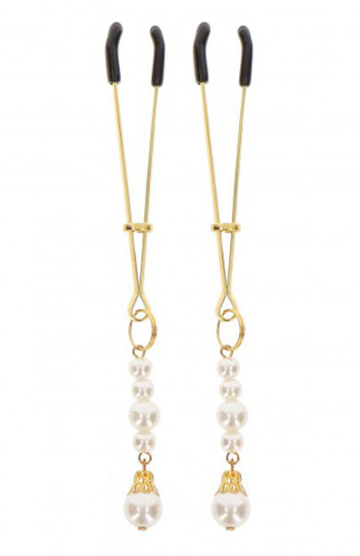 Zaciski Na Sutki Tweezers With Pearls Gold Taboom