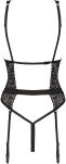 Yaskana teddy Czarne body z paskami do pończoch - 8