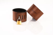 Kajdanki z kłódką brązowe L Primal Bond Whips - 2