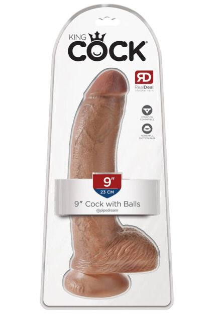 Dildo 23 cm Cock 9 inch w/balls Tan King Cock