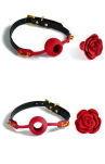 Silikonowy Knebel W Kształcie Róży Z Czarnymi Paskami Zalo & Upko Doll Series Rose Ball Gag UPKO - 2