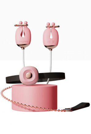 Zaciski No.2 Vibrating Nipple Clamps And Choker Set Pink Qingnan