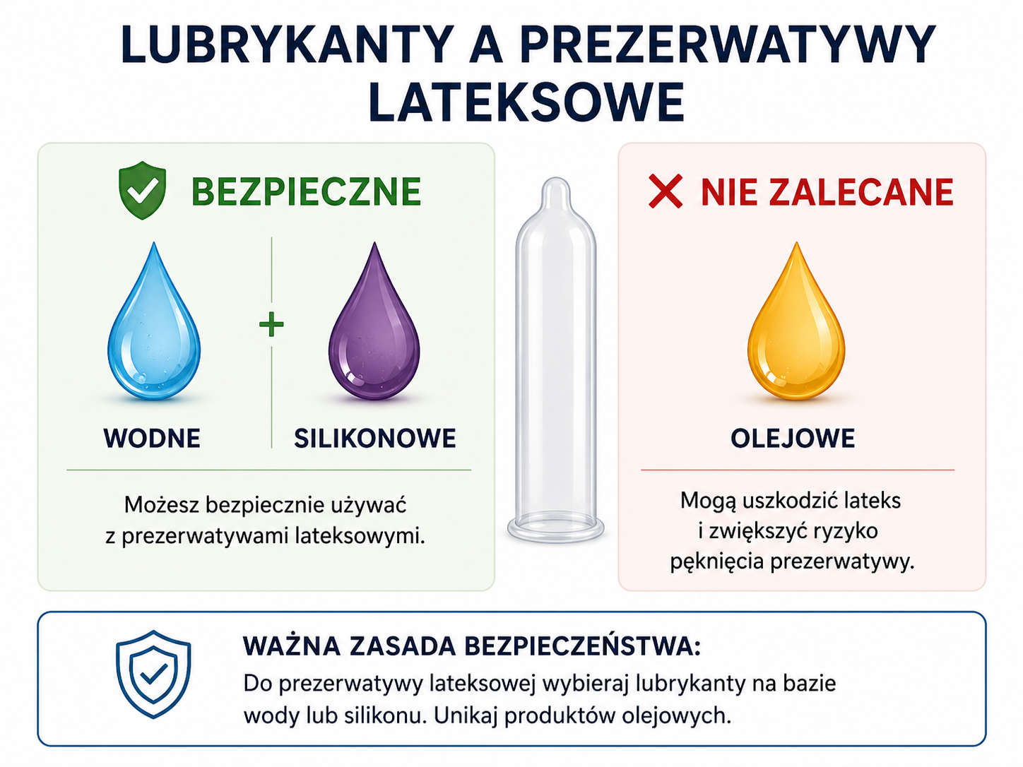 Lubrykant wodny i silikonowy jako bezpieczny wybór do prezerwatyw lateksowych